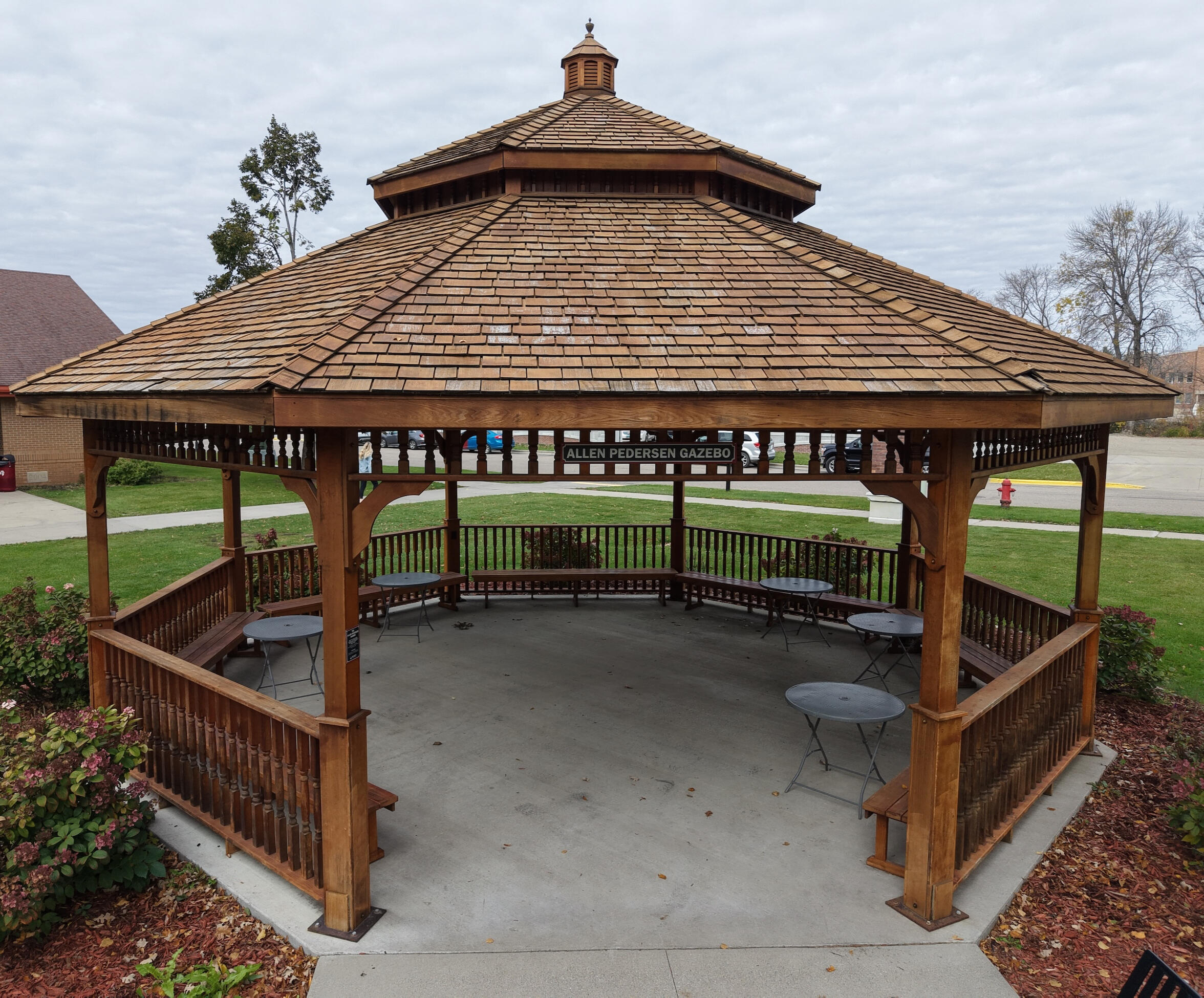 Gazebo Wedding Venue Picture of grassy area with trees and a gazebo.